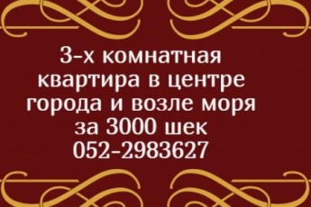 3 комнаты в далете за 3000